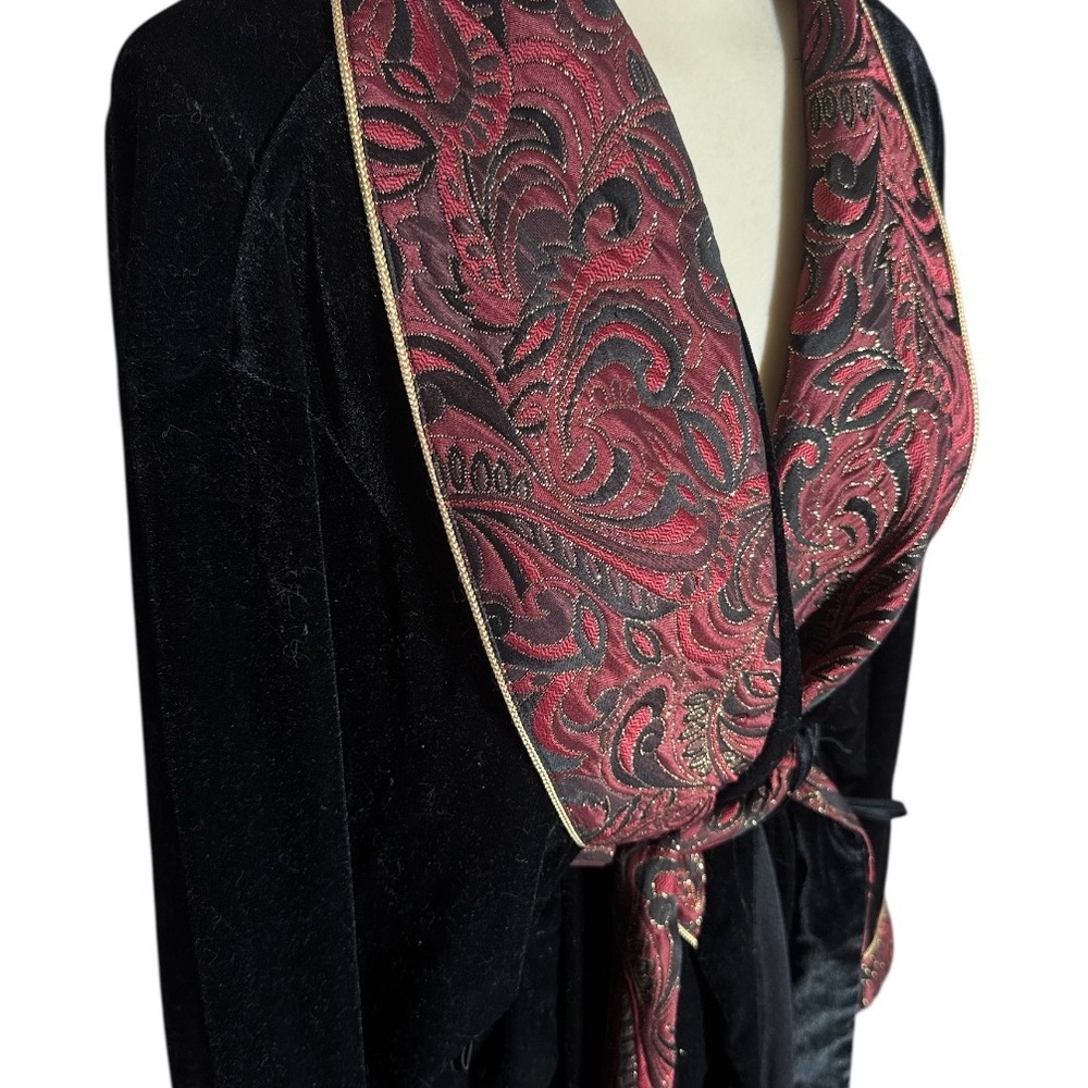 Sophia By Delicates Black Red Velvet Brocade Victorain Gothic Robe OS - Picture 2 of 5
